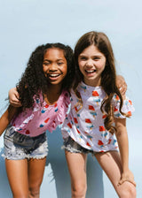 Pinkie Bomb Pop Ruffle Shoulder One-Piece Swimsuit