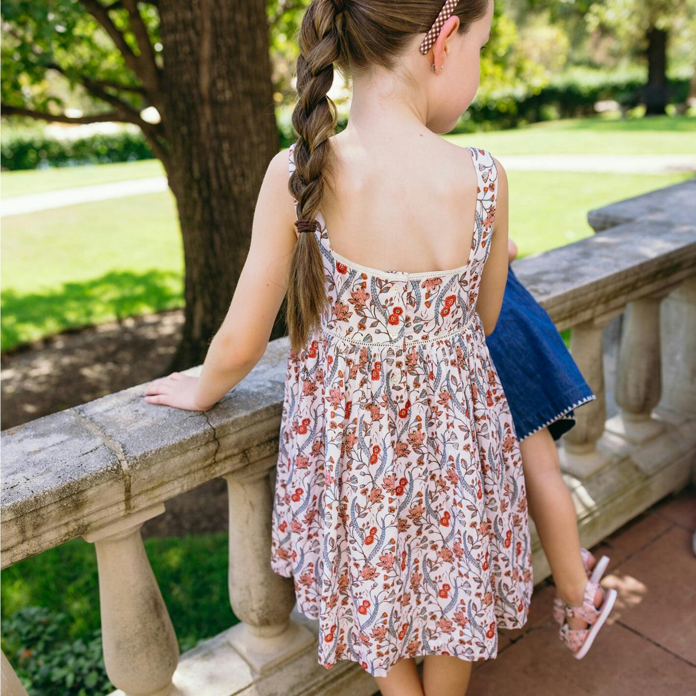girls mercado bloom square neck dress