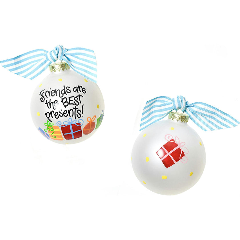 Friends Are The Best Presents Glass Ornament