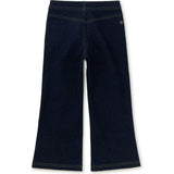 Denim-Like Drawstring Wide Leg Flare Pocket Pants, Blue