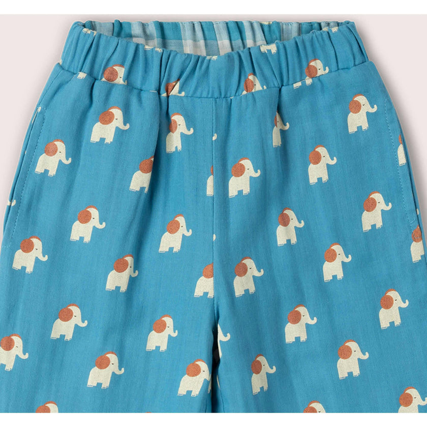 Blue Elephants Reversible Pull On Trousers, Blue