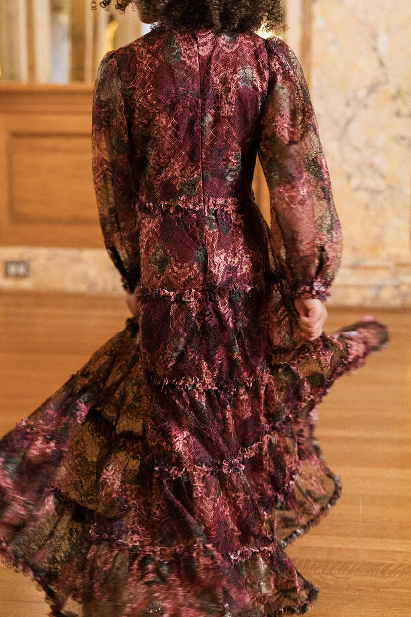 Mini Madrigal Dress in Merlot Floral