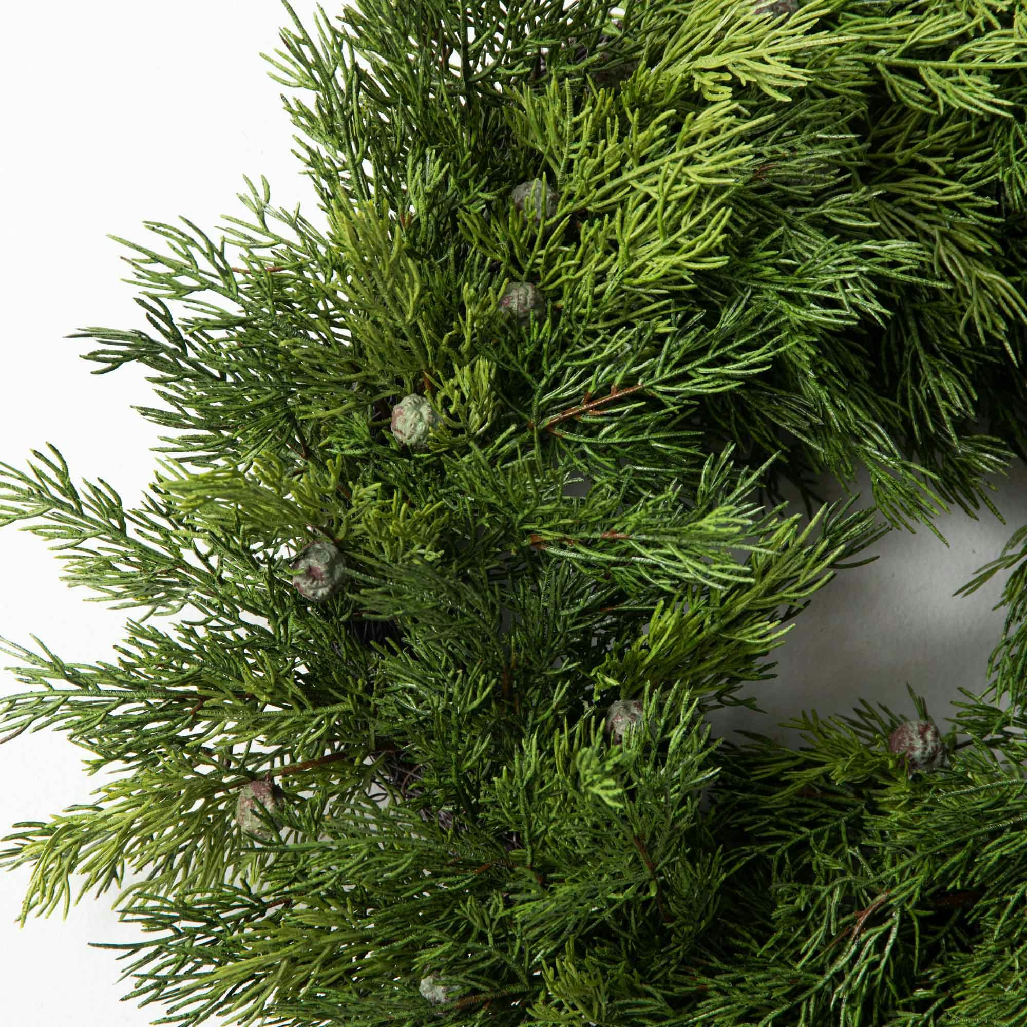 Seeding Real Touch Juniper Berry Faux Greenery Front Door Mantle Wreath 18