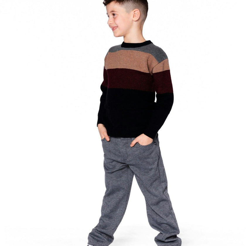 Stretch Jacquard Pants Grey Herringbone