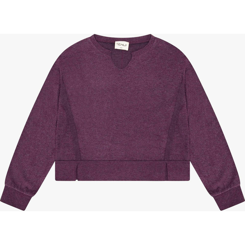 Tenly Hacci Jersey Cropped Split Neck Tunic