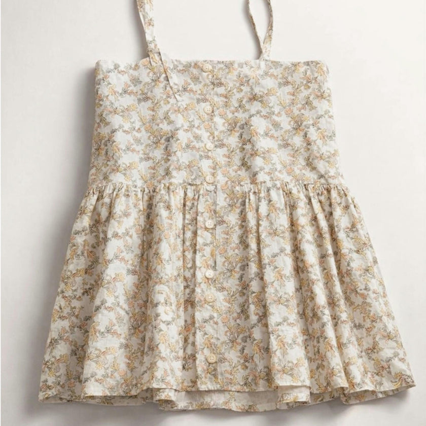 Hikari Pintuck Dress| Mustard Sage Blossom