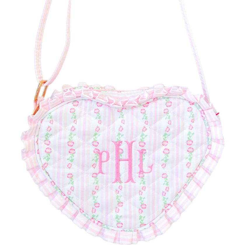 Customizable Quilted Floral Heart Purse