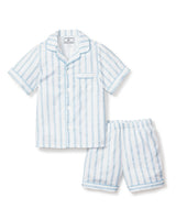Kid's Twill Pajama Short Set in Periwinkle Stripe
