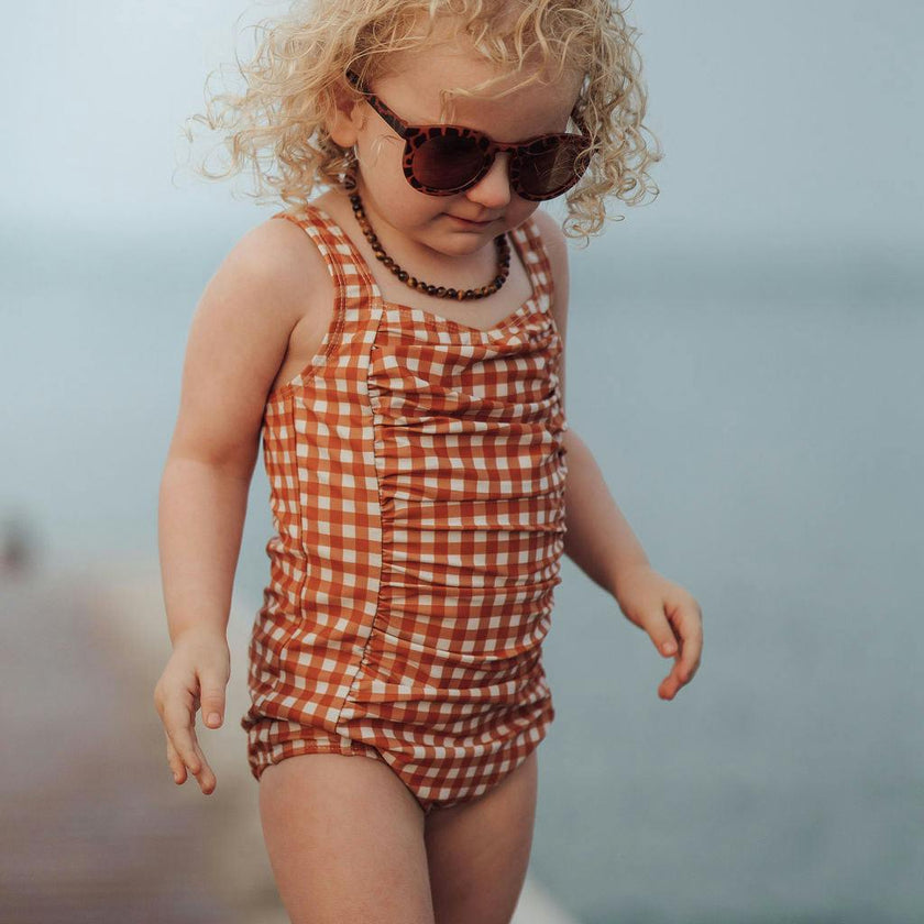 Vintage Girls 1 Piece Swimsuit | UPF + Recycled - Sienna Gingham