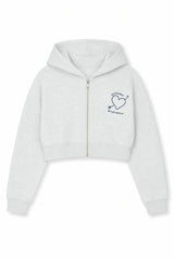 Mia White Grey French Terry Zip up Hoodie - Travel Set