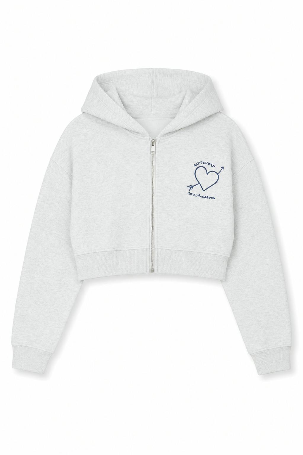 Mia White Grey French Terry Zip up Hoodie - Travel Set