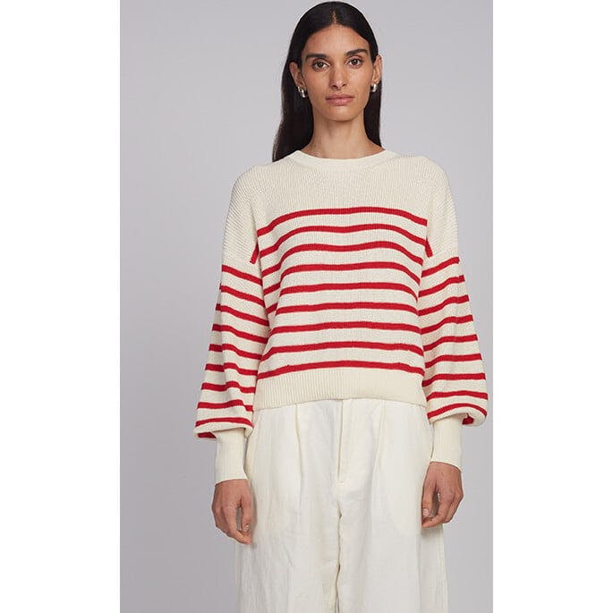 LAYLA STRIPE SWEATER | IVORY + ROSSO