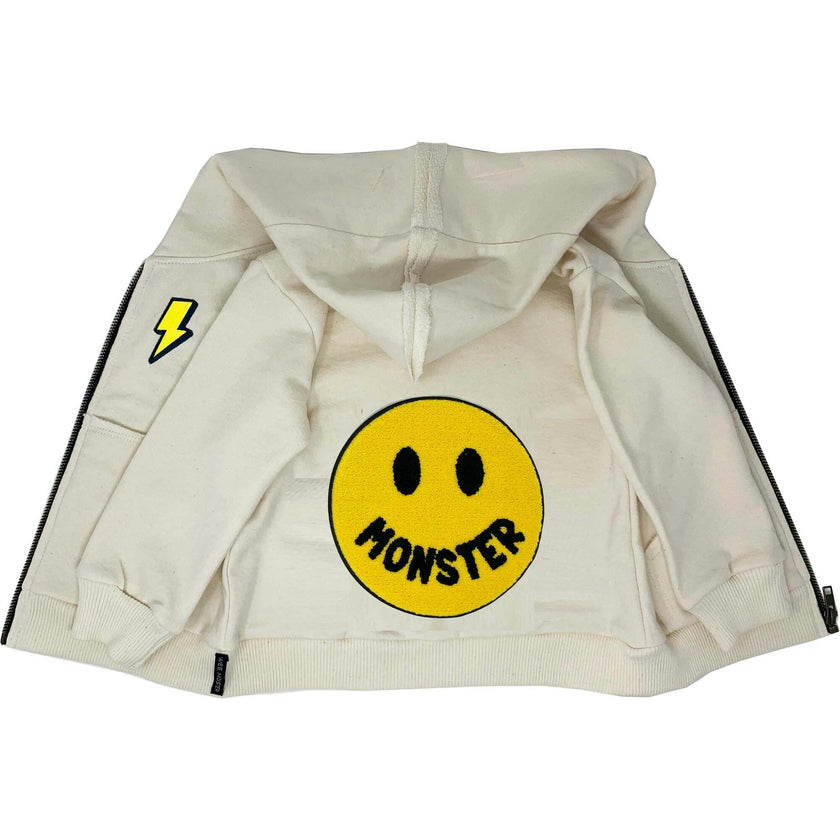 MONSTER Cream Zip Hoodie - Unisex for Boys and Girls