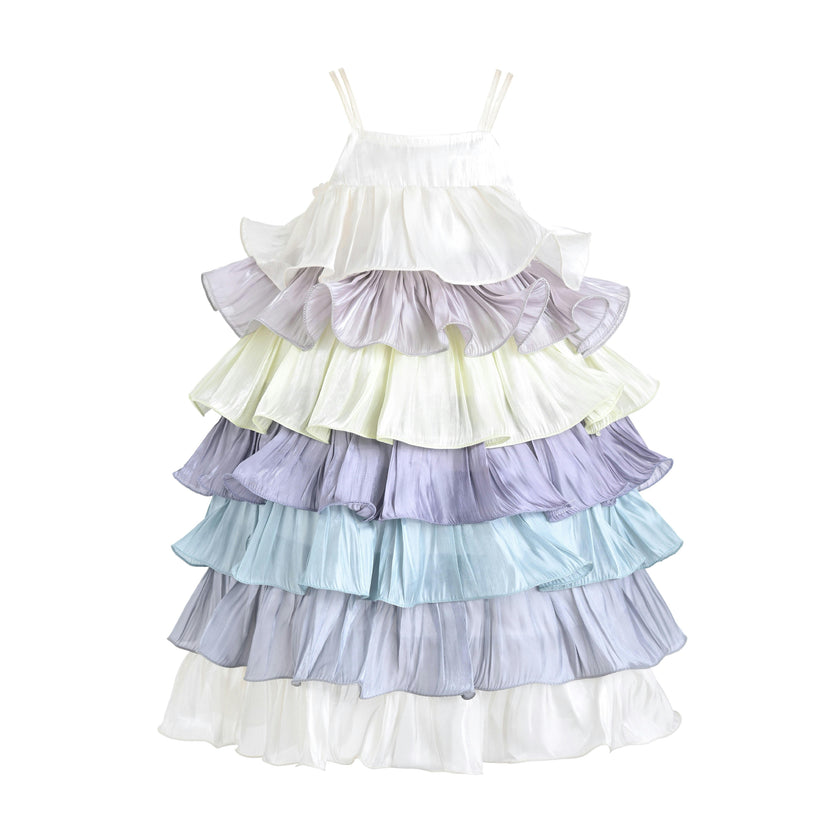 White Talia Gradient Ruffle Dress