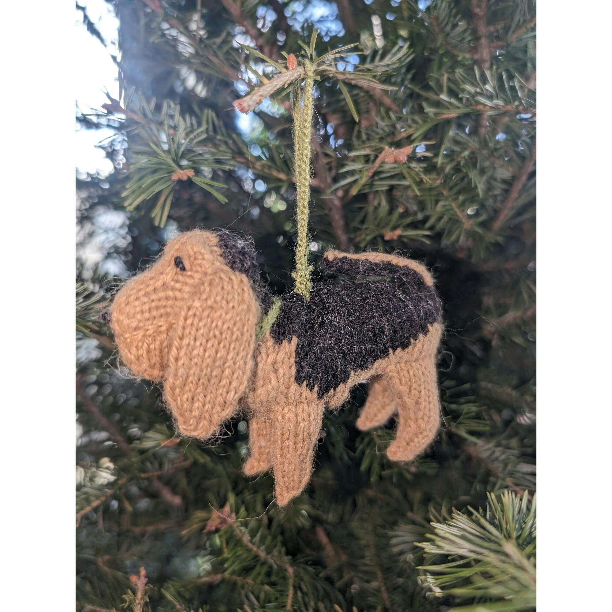 Bloodhound Dog Hand Knit Christmas Ornament
