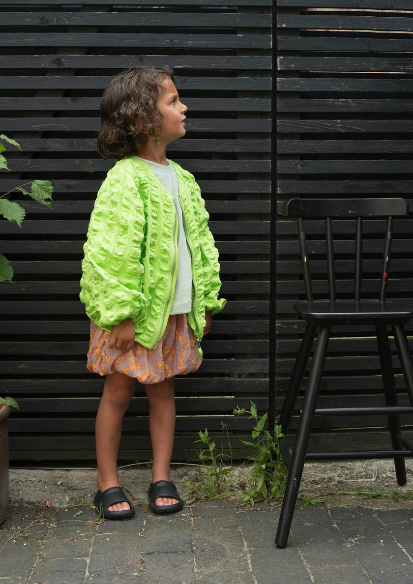 Koko Green Oversized Seersucker Bomber Jacket