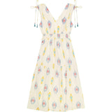 Women's Noemie Ruched Shoulder-Tie Ikat Maxi Dress, Multi