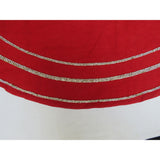 Concentric Nailhead Circles Christmas Tree Skirt in Red Linen - 60"