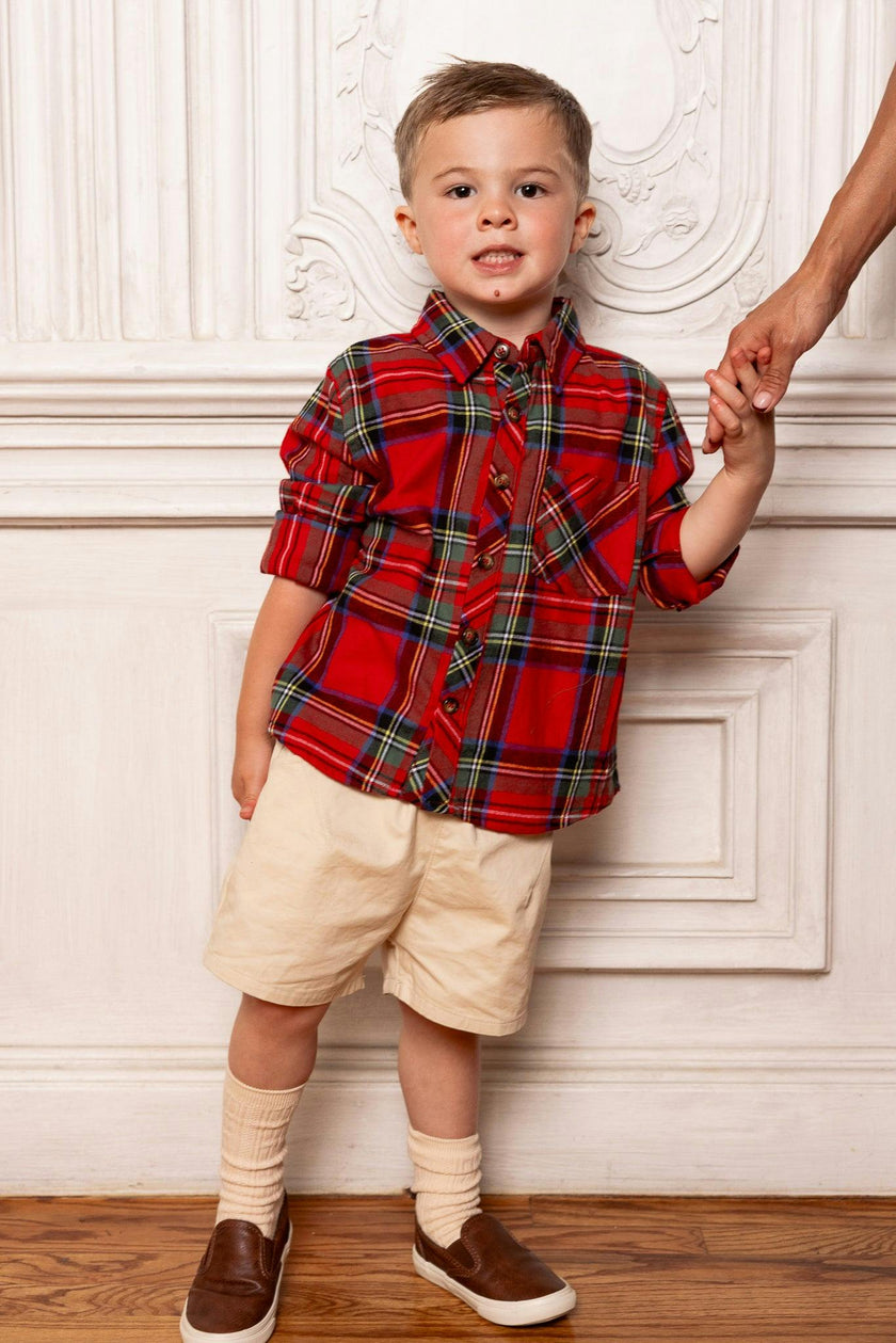 Boys John Shirt in Holiday Plaid