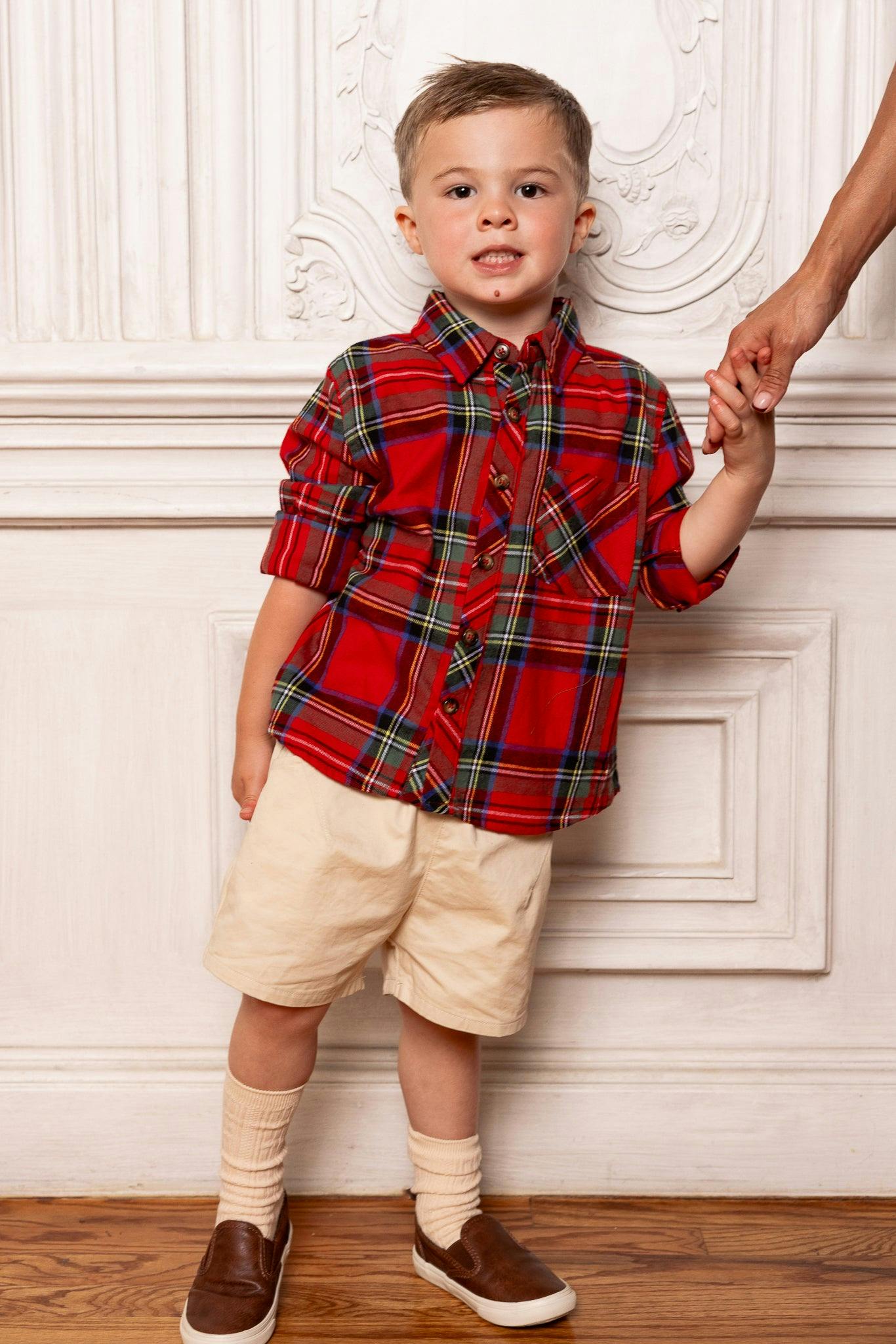 Boys John Shirt in Holiday Plaid