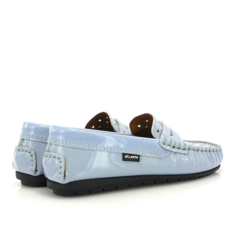 032 Walkers - sky blue patent with hearts