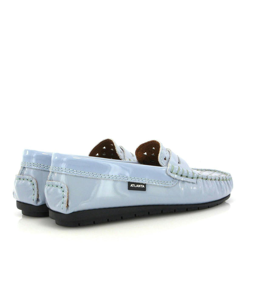032 Walkers - sky blue patent with hearts