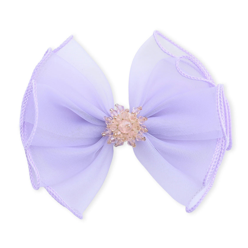 Multicolor Pearl Cluster Bow Clip Set
