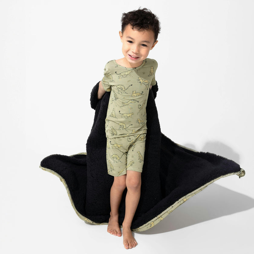 Sage & Spots Leopard Bamboo Sherpa Blanket