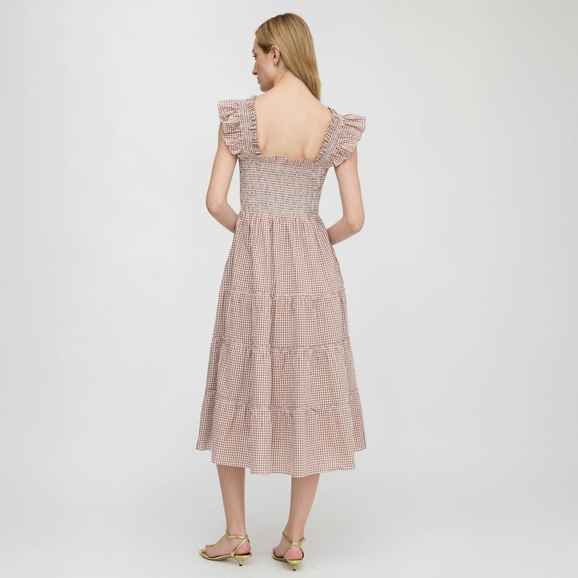 The Ellie Nap Dress - Cognac Gingham