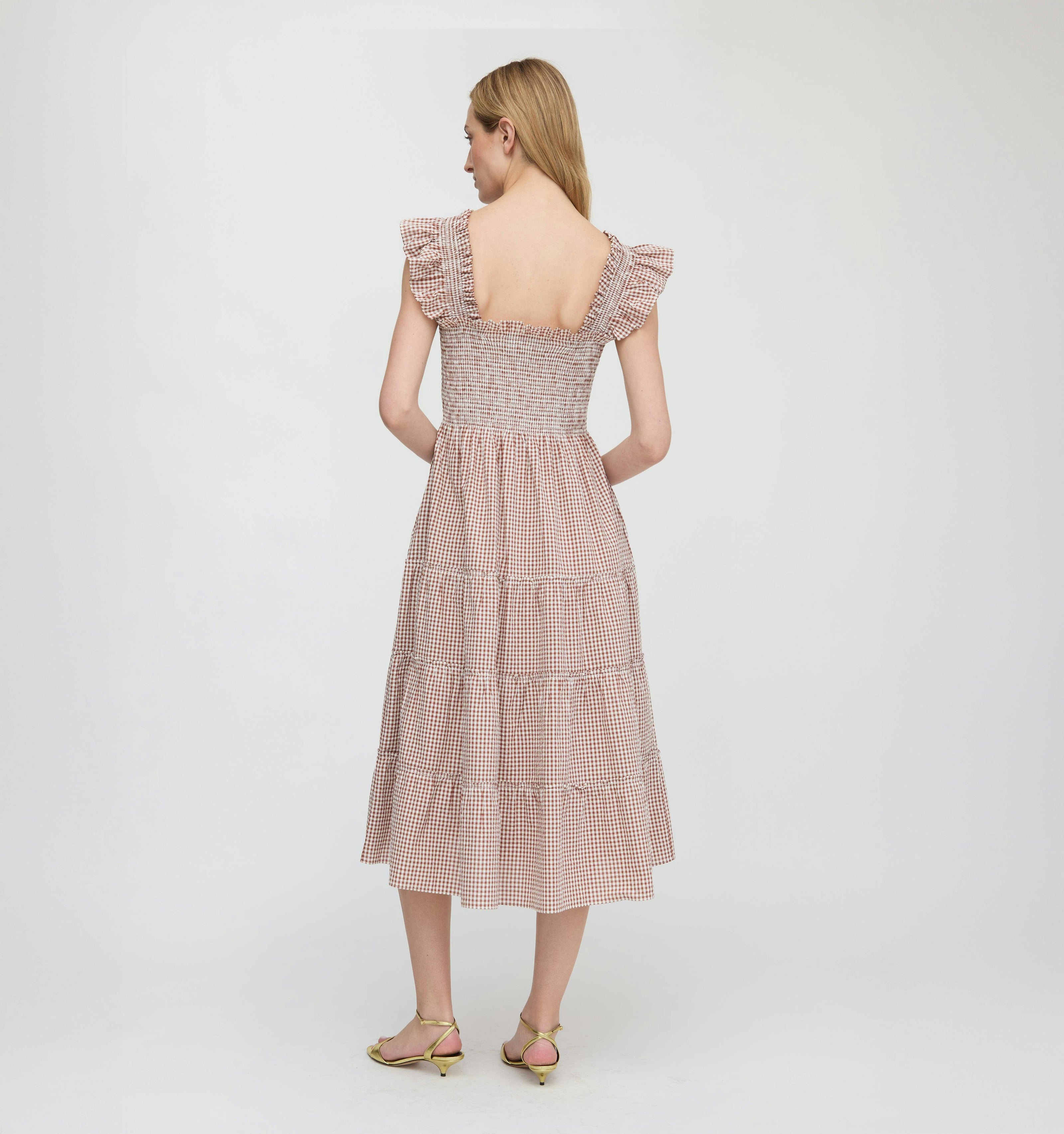 The Ellie Nap Dress - Cognac Gingham