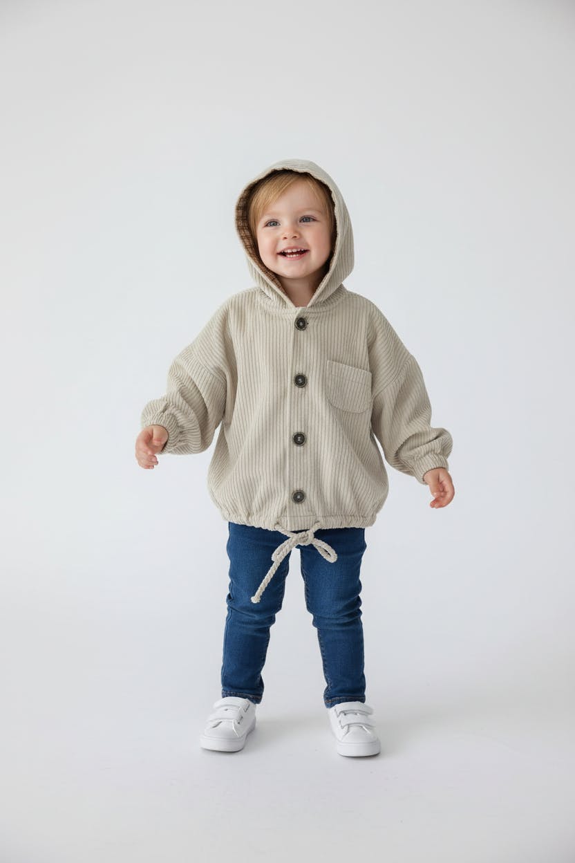 Theo Corduroy Hood Jacket - Ecru