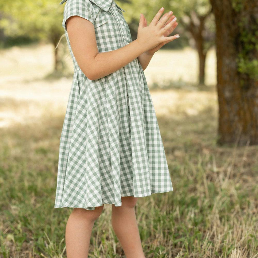 Mini Amber Dress in Sage Gingham