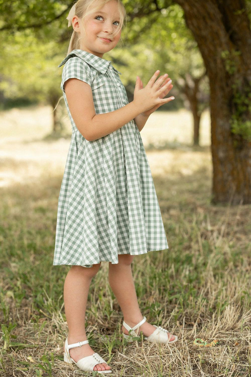 Mini Amber Dress in Sage Gingham