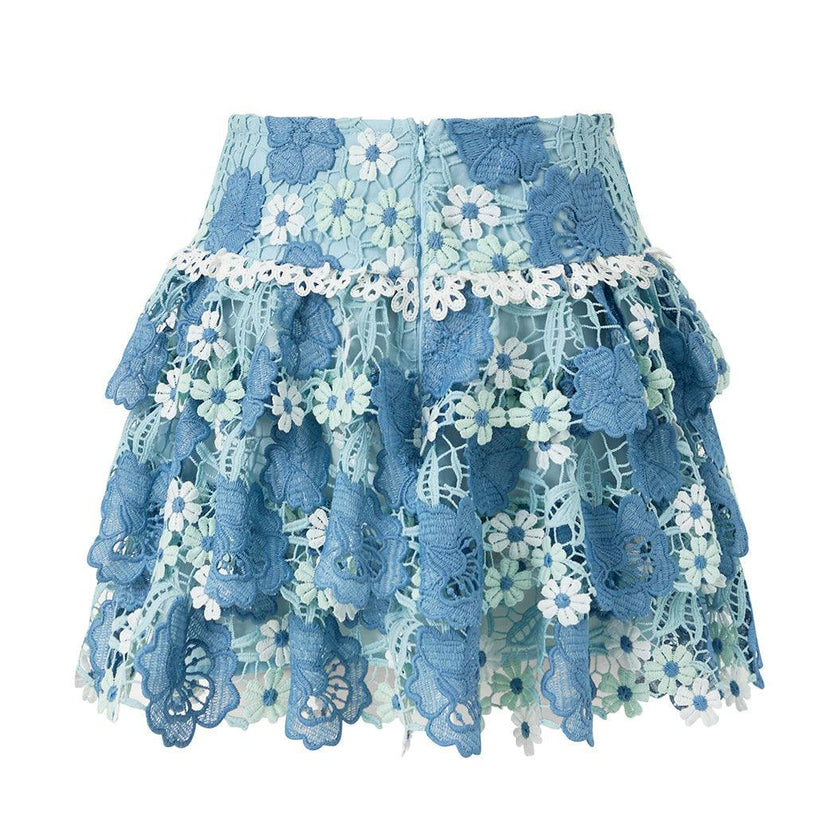 Jade Frill Embroidered Mini Skirt