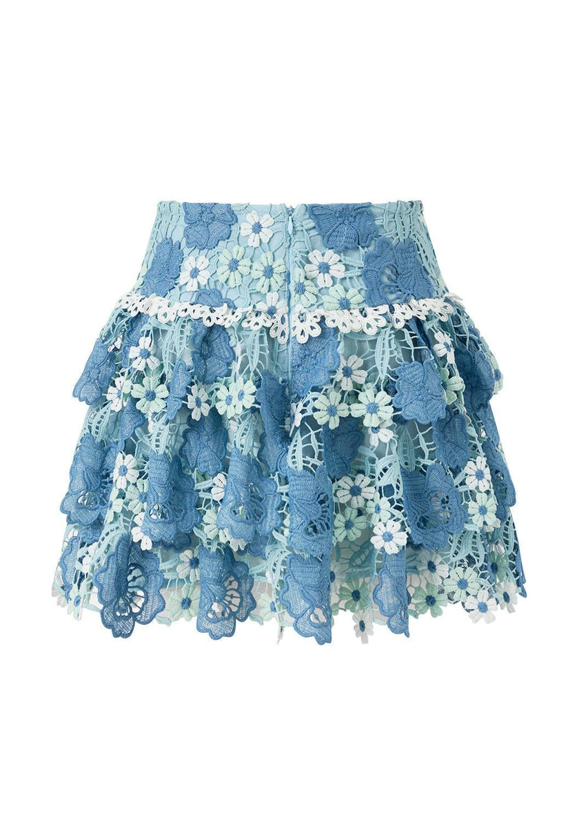 Jade Frill Embroidered Mini Skirt