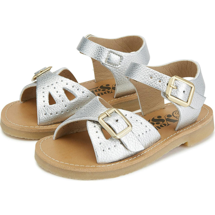 Pearl Synthetic Vegan Leather Sandal, Silver