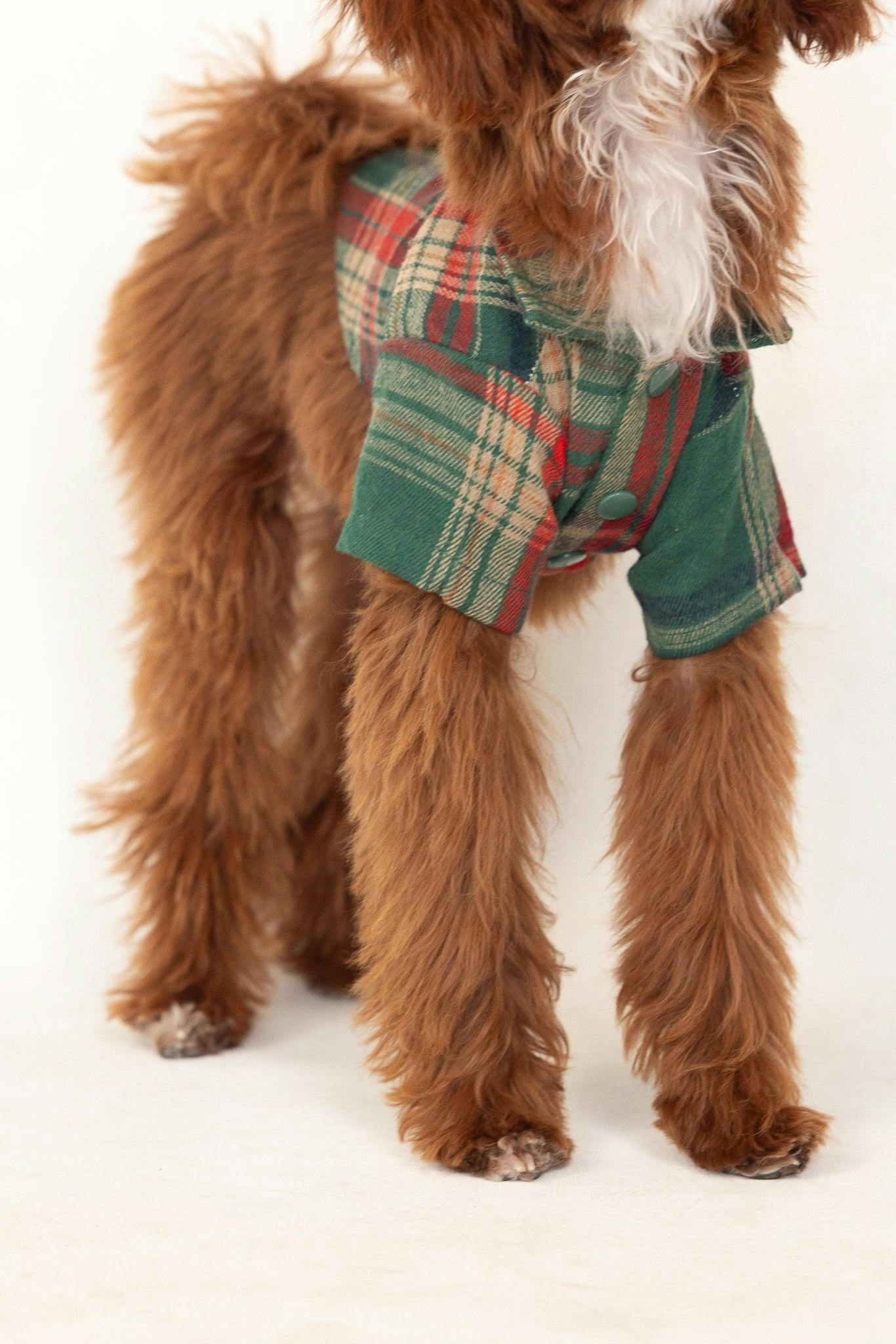 Green Plaid Dog Shirt