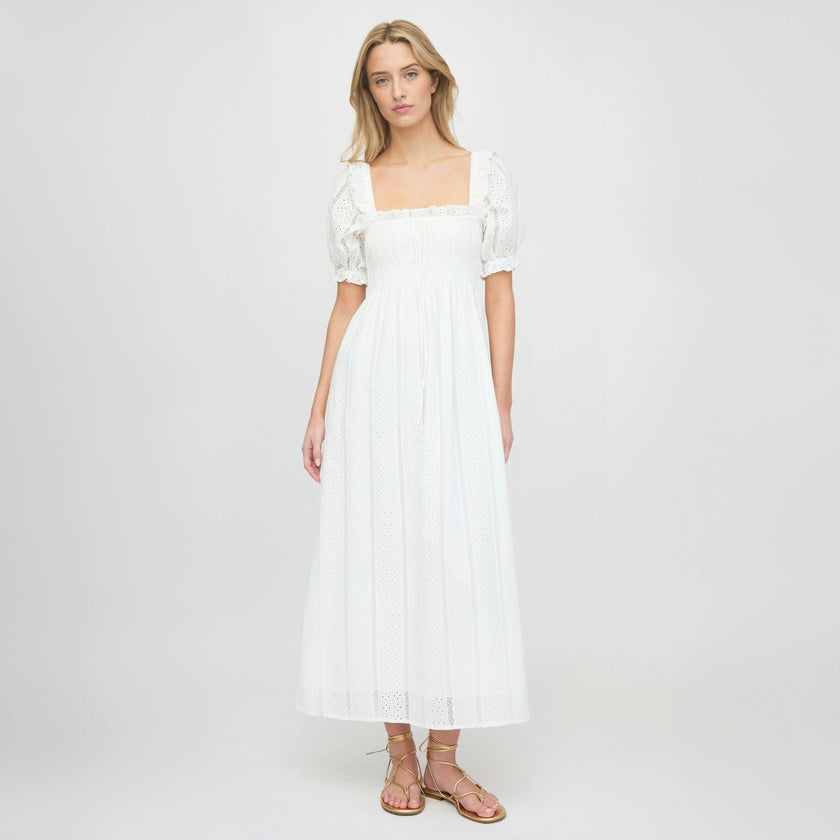 The Scarlett Nap Dress - White Broderie Voile