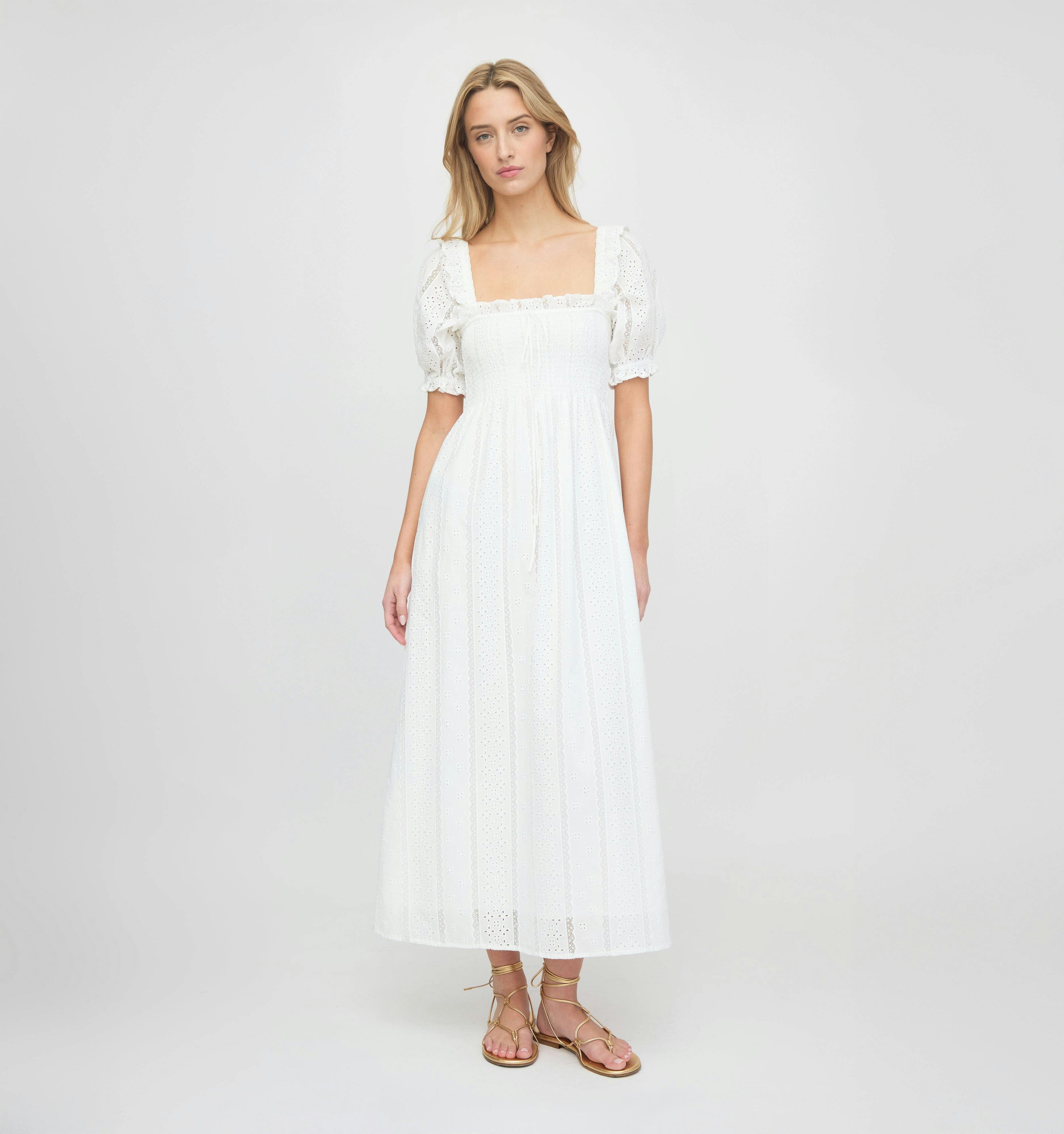The Scarlett Nap Dress - White Broderie Voile