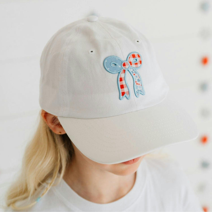 Patchwork Bow Patch Baseball Hat - White