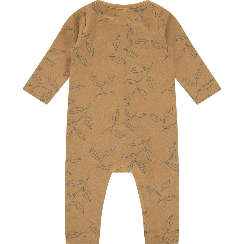 Leaf Graphic Print Buttoned Romper