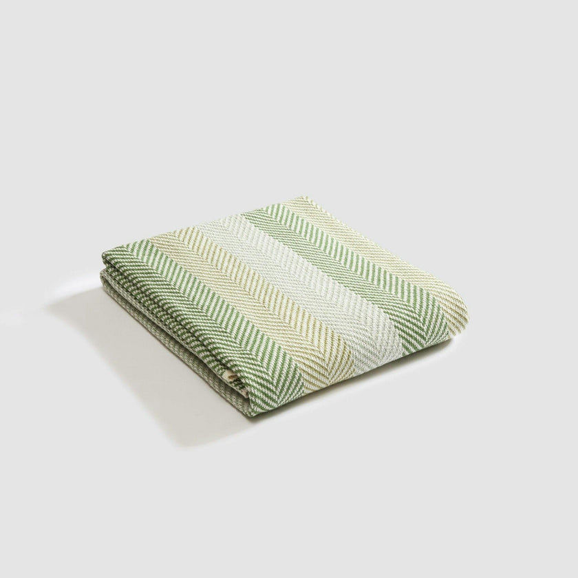 Cotton Sustainable Knit Striped | Chevron Throw Blanket - Herringbone Hues