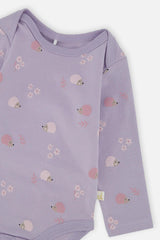 Organic Cotton Onesie Purple Hedgehog Print