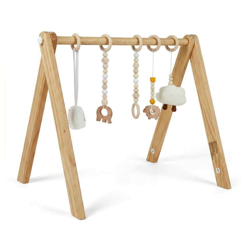Lilac Wooden Baby Gym | Montessori Infant Play Gym with Hanging Toys