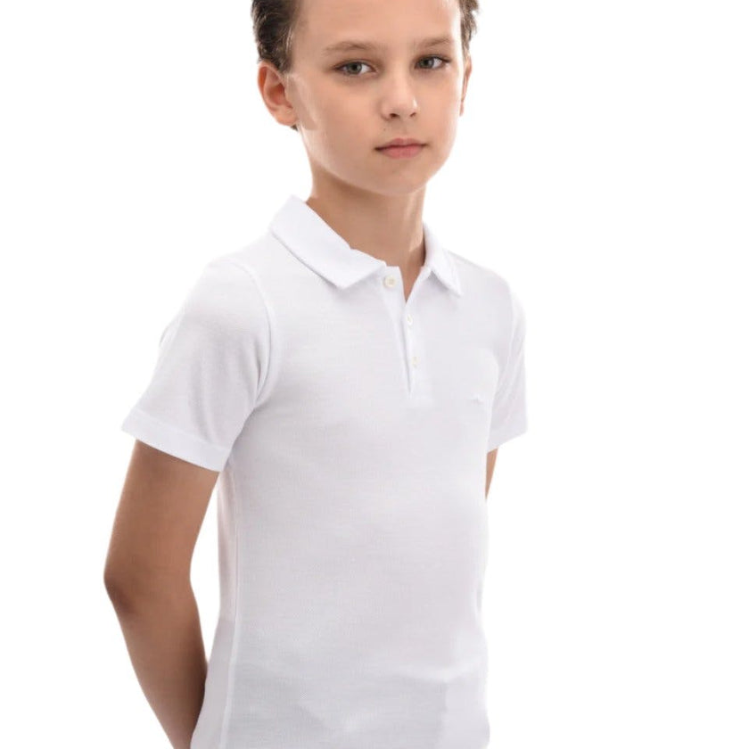 White Solid Logo Polo