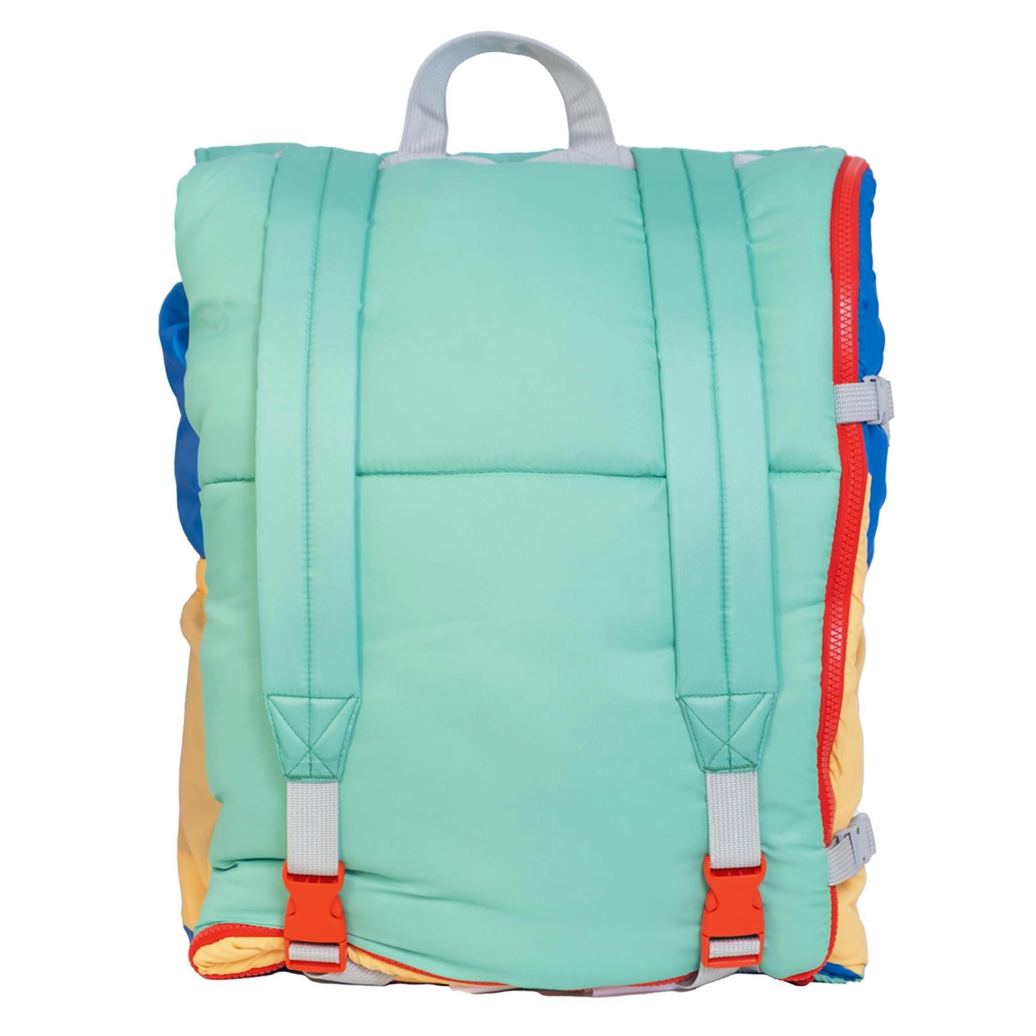 Sleep-N-Pack™ – Big Kid Size | Color Block Camp Collection: Blue Smile Face