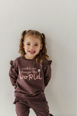 Girls Ruffle Sweatshirt in Watch Me Change The World