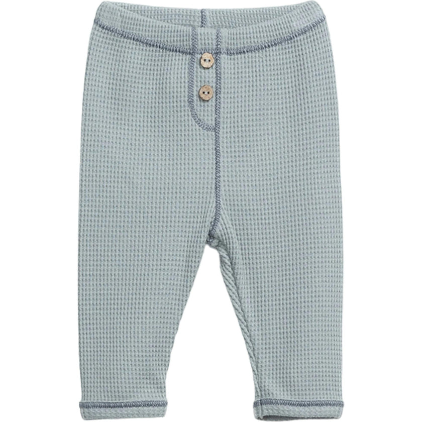 Jersey Waffle Knit Elastic Waistband 2-Front Button Leggings