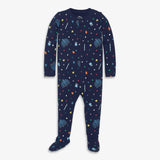 Baby organic zip footie in rainbow of lights
