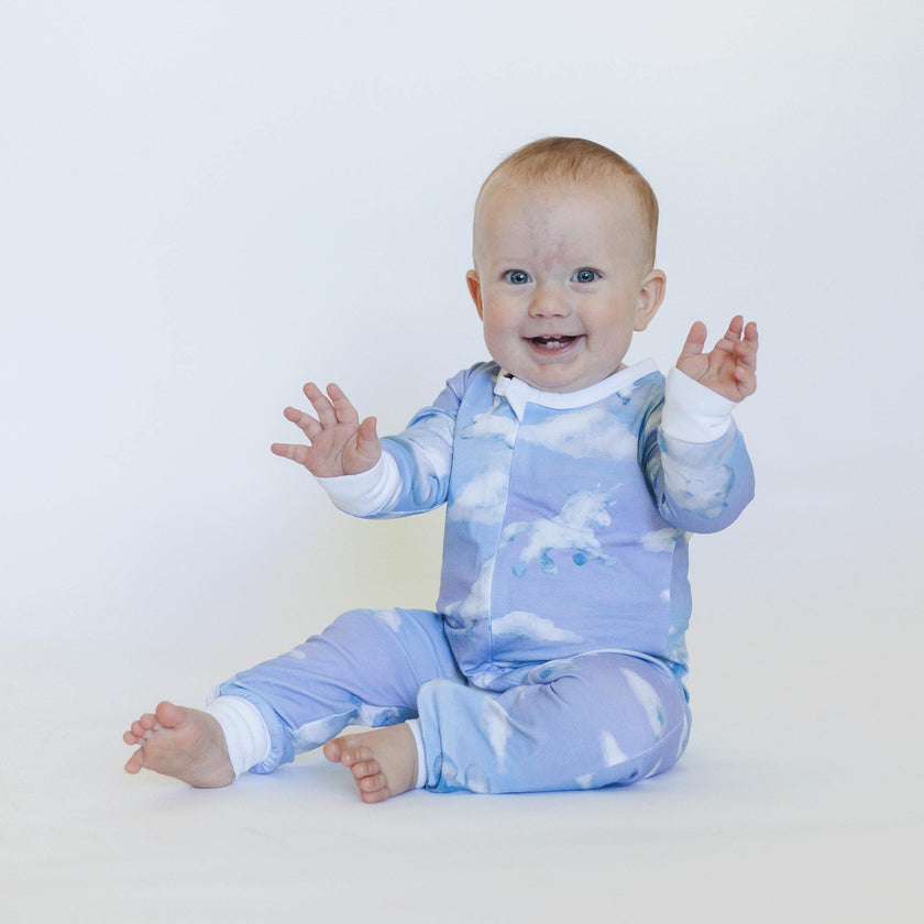 Baby Parker Print Long Sleeve Zippy One-Piece Bodysuit